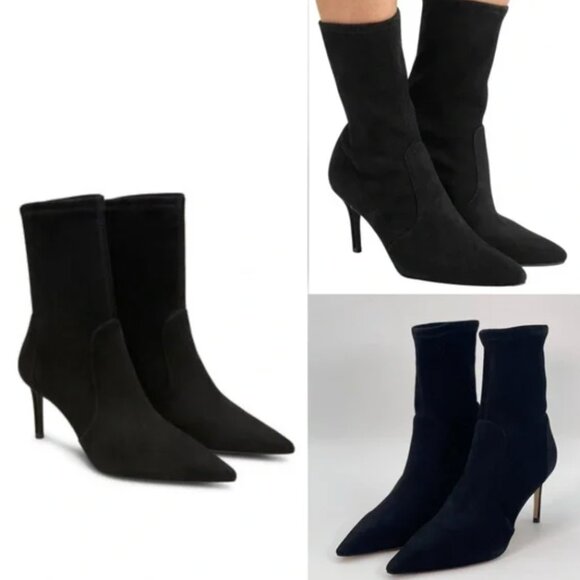 Stuart Weitzman black suede Stuart 75 stretch bootie - Picture 2 of 10